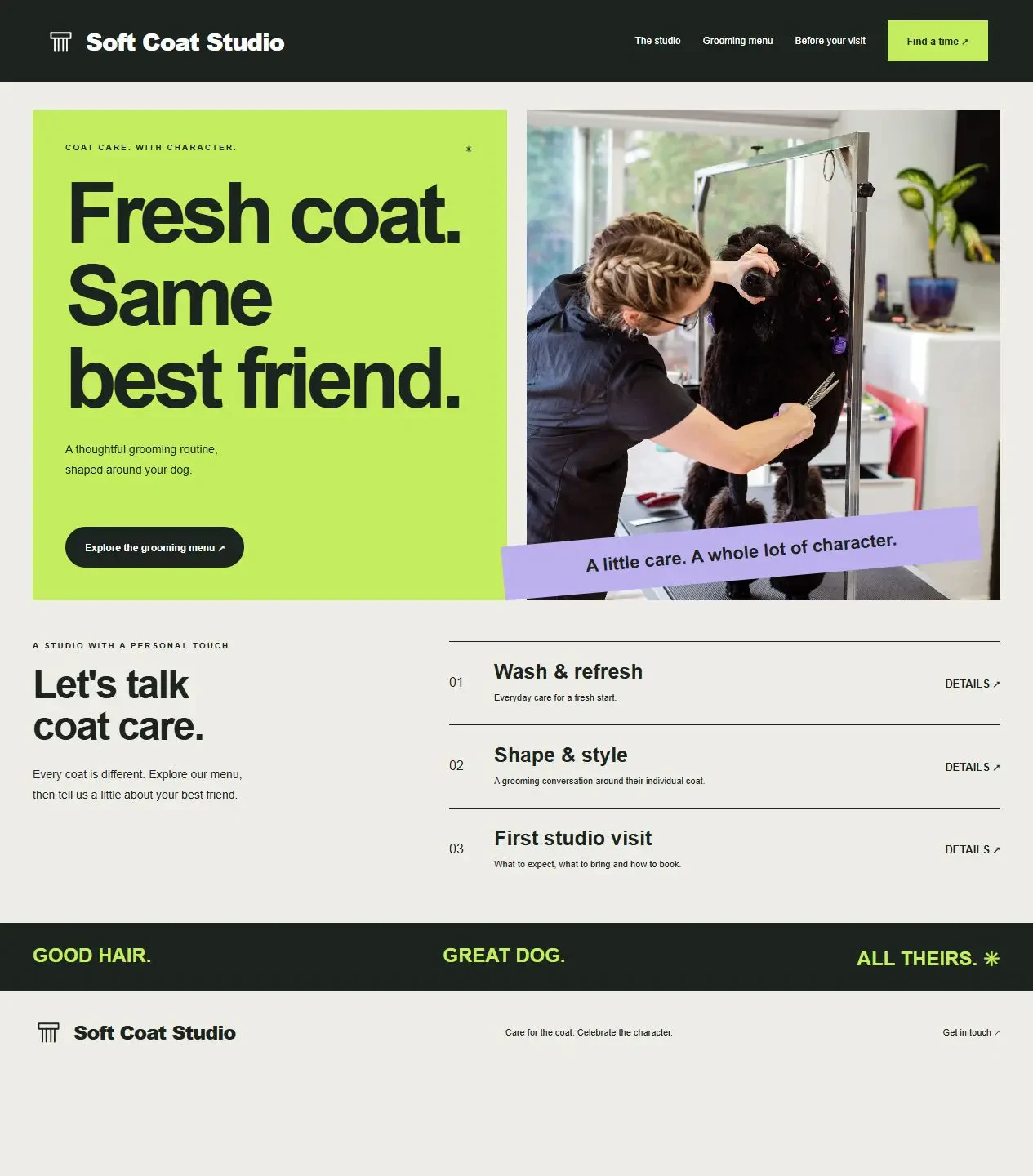 Soft Coat Studio original website concept with distinct groom photography and page layout